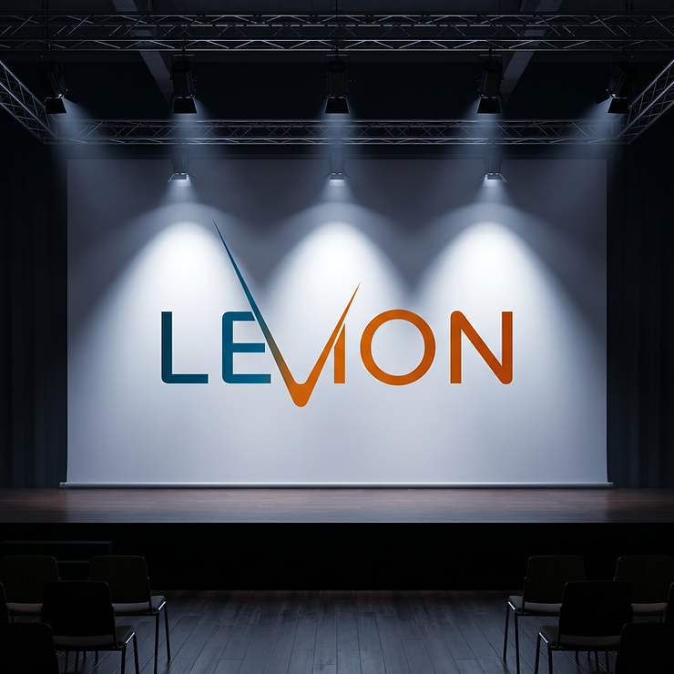 Levion logo on a stage